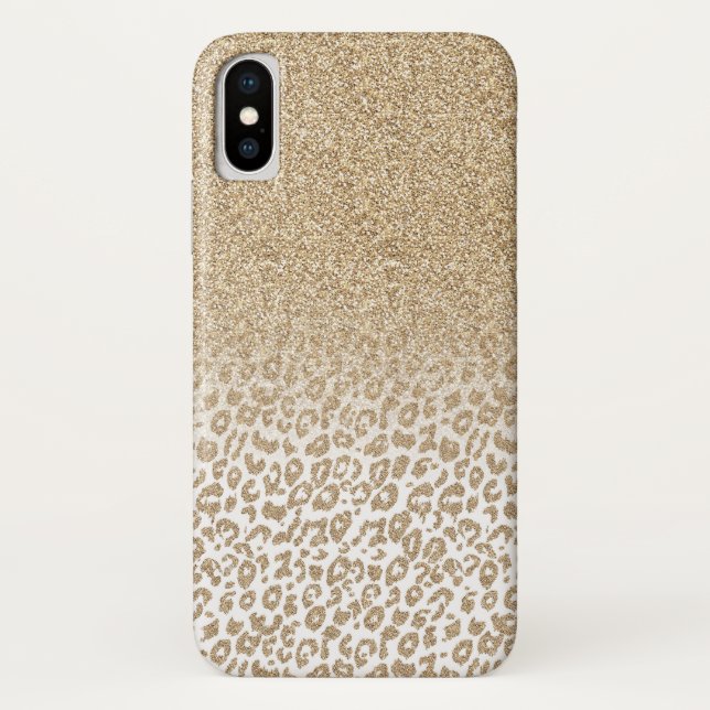 Trendy Gold Glitzer und Leopard Print Gradient Case-Mate iPhone Hülle (Rückseite)