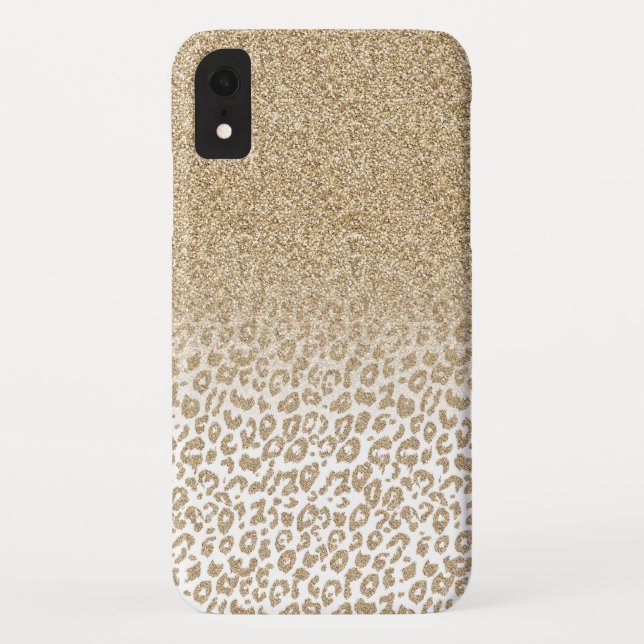 Trendy Gold Glitzer und Leopard Print Gradient Case-Mate iPhone Hülle (Rückseite)