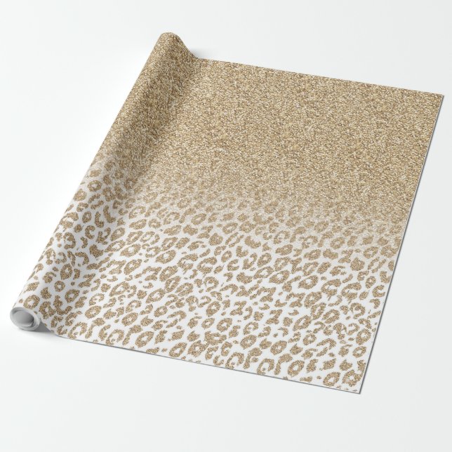 Trendy Gold Glitzer und Leopard Print Gradient Geschenkpapier (Ungerollt)