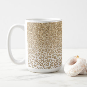 Trendy Gold Glitzer und Leopard Print Gradient Kaffeetasse