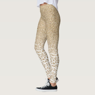 Trendy Gold Glitzer und Leopard Print Gradient Leggings