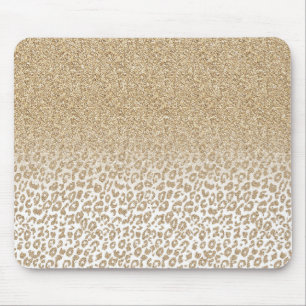 Trendy Gold Glitzer und Leopard Print Gradient Mousepad