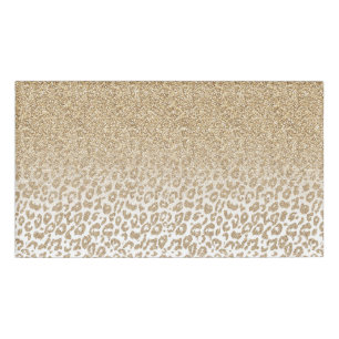 Trendy Gold Glitzer und Leopard Print Gradient Namenschild