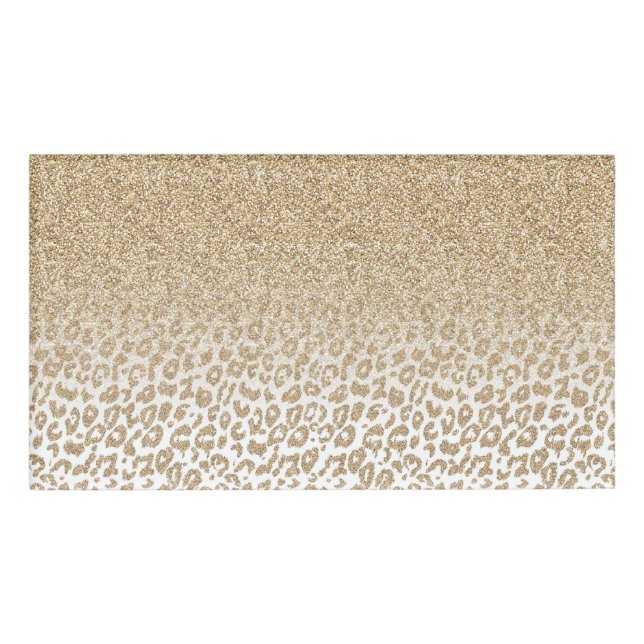 Trendy Gold Glitzer und Leopard Print Gradient Namenschild (Vorderseite)