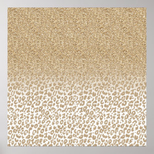 Trendy Gold Glitzer und Leopard Print Gradient Poster
