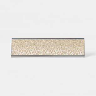 Trendy Gold Glitzer und Leopard Print Gradient Schreibtischnamensplakette