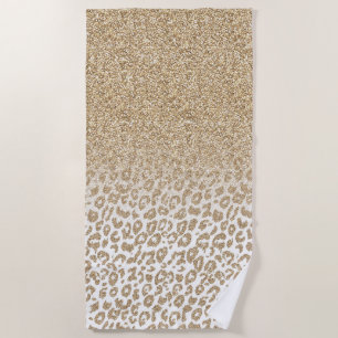 Trendy Gold Glitzer und Leopard Print Gradient Strandtuch