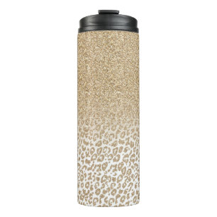 Trendy Gold Glitzer und Leopard Print Gradient Thermosbecher