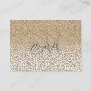 Trendy Gold Glitzer und Leopard Print Gradient Visitenkarte