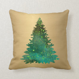Trendy Gold Green Glitzer Tree Weihnachten Kissen