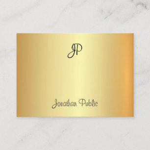 Trendy Gold Handgeschriebene Monogram Moderne Vorl Visitenkarte