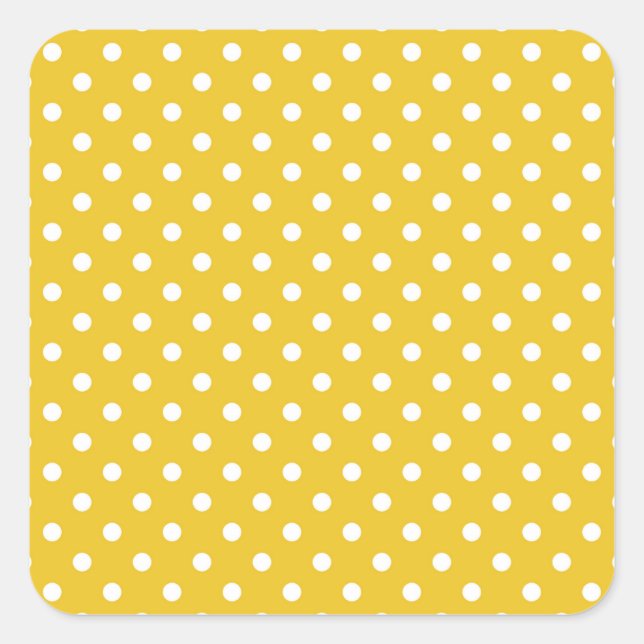 Trendy Gold Hintergrund mit weißen Polka Punkte 1. Quadratischer Aufkleber (Vorderseite)