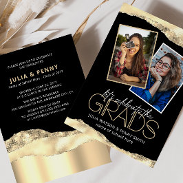 Trendy Gold Joint Graduation Party Foto Einladung