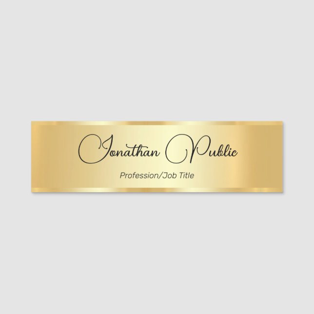 Trendy Gold Look Custom Typografy Template Namensschild (Vorderseite)