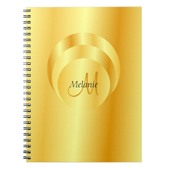 Trendy Gold Look Elegante Monogram Vorlage Notizblock (Vorderseite)