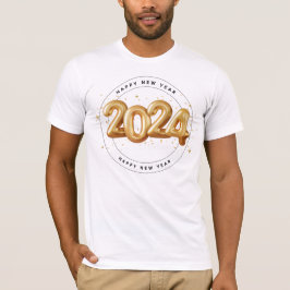 Trendy Gold Script Happy New Year 2024 Mann T-Shirt