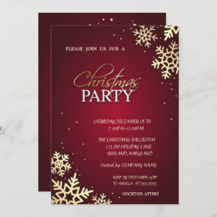 Trendy Gold Snowflakes Weihnachtsunternehmen Party Einladung