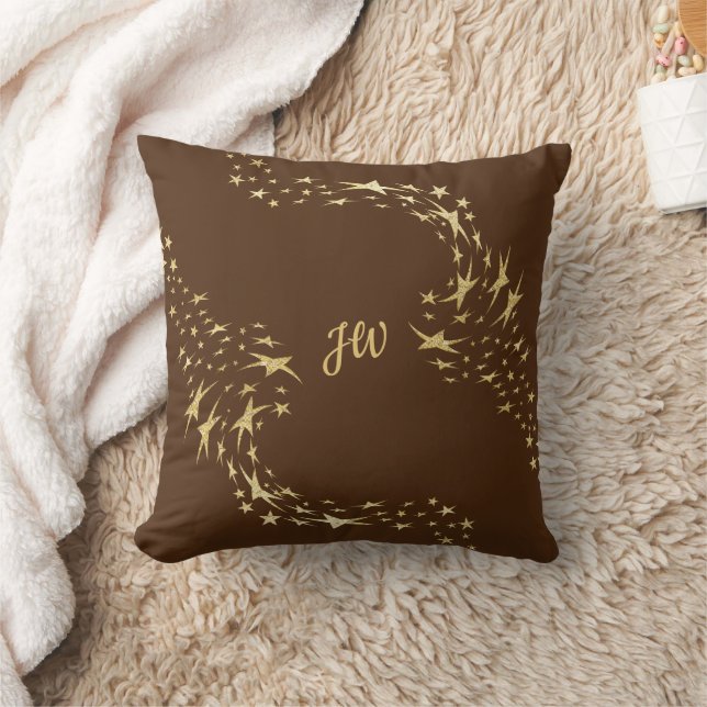 Trendy Gold Stars Mit Monogramm Throw Kissen (Decke)