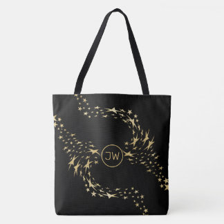 Trendy Gold Stars Mit Monogramm Tote Bag