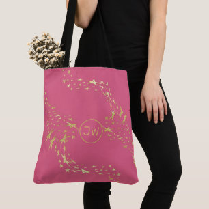 Trendy Gold Stars Mit Monogramm Tote Bag