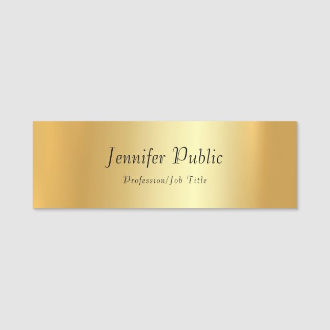 Trendy Gold Template Moderne Kalligrafie Script Namensschild (Vorderseite)
