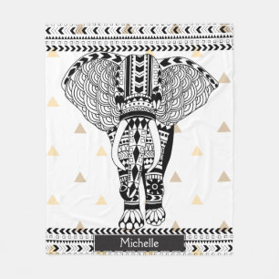 Trendy Gold Triangle Tribal Gemustert Elephant Fleecedecke