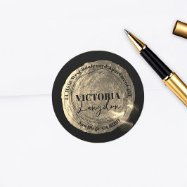 Trendy Gold und Black Round Return Address Label Runder Aufkleber
