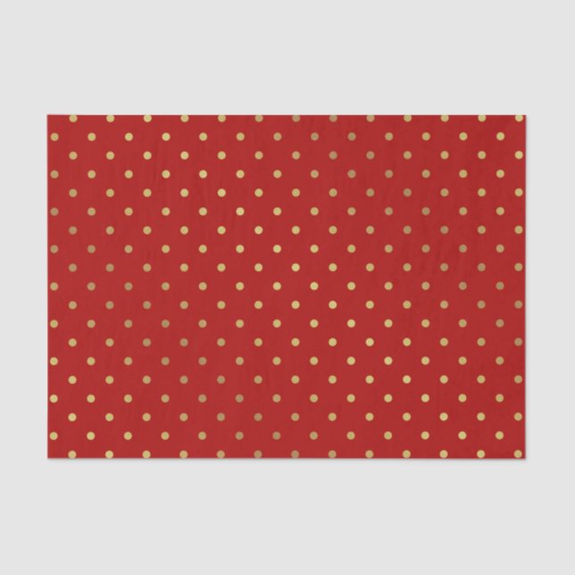 Trendy Gold und Vintage Red Polka Dots Seidenpapier (Vorderseite)