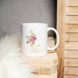 Trendy Gold Watercolor Blume Letter L | Monogramm Kaffeetasse<br><div class="desc">Trendy Gold Watercolor Blume Letter L | Monogramm</div>