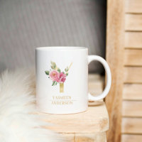 Trendy Gold Watercolor Blume Letter Y | Monogramm
