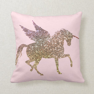 Trendy GoldGlitzer-Scheinunicorn-Pegasus-Pferd Kissen