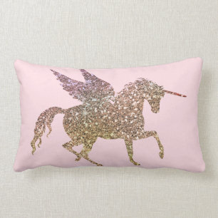 Trendy GoldGlitzer-Scheinunicorn-Pegasus-Pferd Lendenkissen