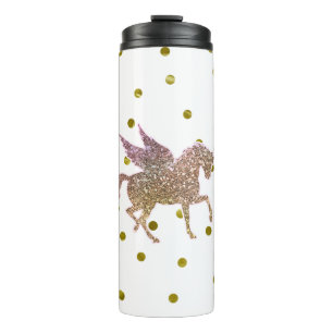 Trendy GoldGlitzer-Scheinunicorn-Pegasus-Pferd Thermosbecher