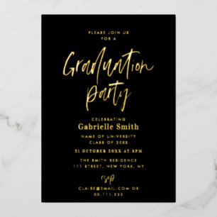 Trendy Goldschrift Graduierungsparty Folieneinladung