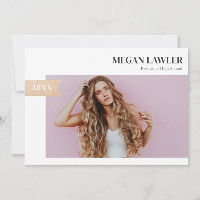 Trendy Grad Ankündigung Foto-Karte - Imitate Gold (Vorderseite)
