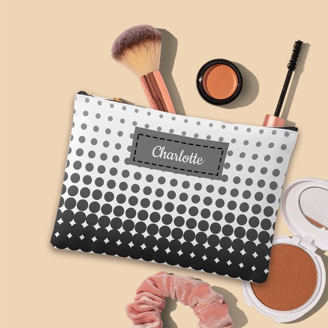 Trendy Gradient Polka Dots Individuelle Name Zubehörtasche (Von Creator hochgeladen)