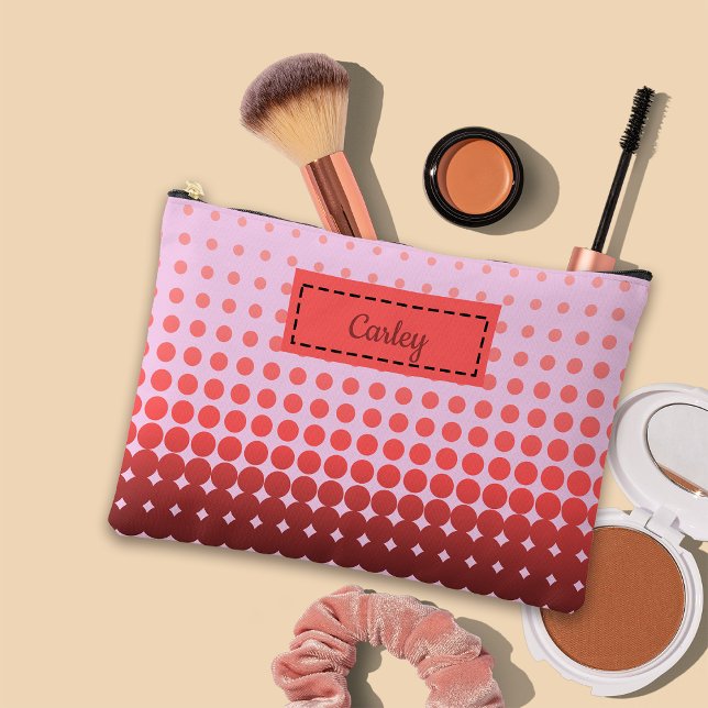 Trendy Gradient Polka Dots Individuelle Name Zubehörtasche (Von Creator hochgeladen)