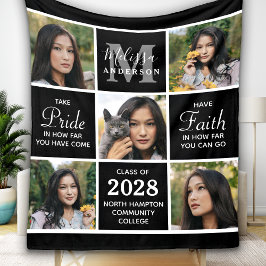 Trendy Graduate 5 Foto Collage Black Abschluss Fleecedecke