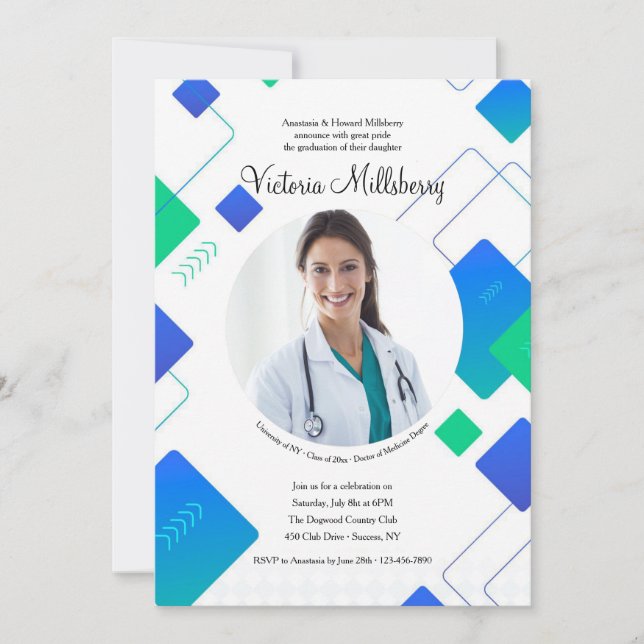 Trendy Graduate Foto Einladung (Vorderseite)