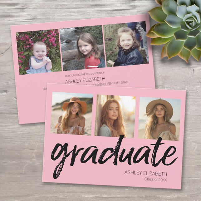 Trendy Graduation Party Ankündigung mit 6 Fotos (Custom Graduation Announcement)
