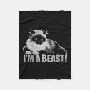 Trendy Graphic Cat Briefmarke Ich bin ein Biest Fleecedecke