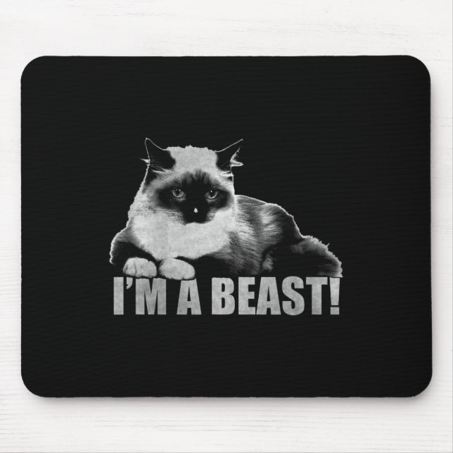 Trendy Graphic Cat Briefmarke Ich bin ein Biest Mousepad (Vorne)