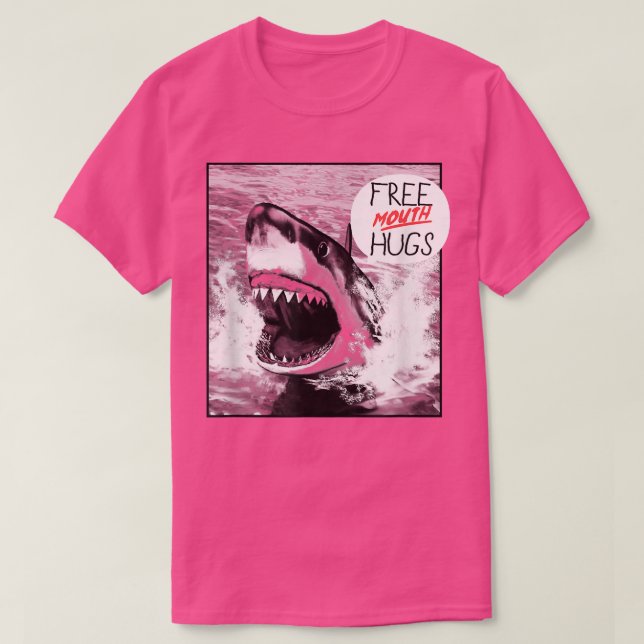Trendy Graphic Great White Shark Free Mouth Hugs T-Shirt (Design vorne)