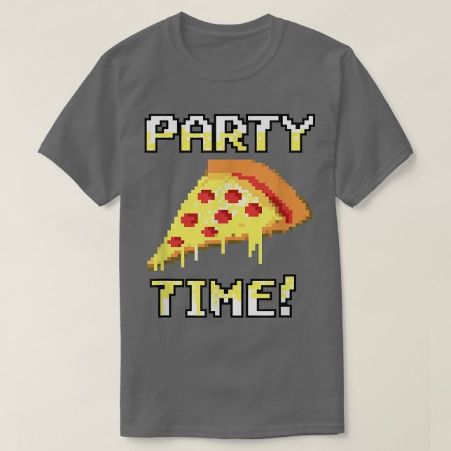 Trendy Graphic Pixated Pizza Party Time! 3310563 T-Shirt (Design vorne)