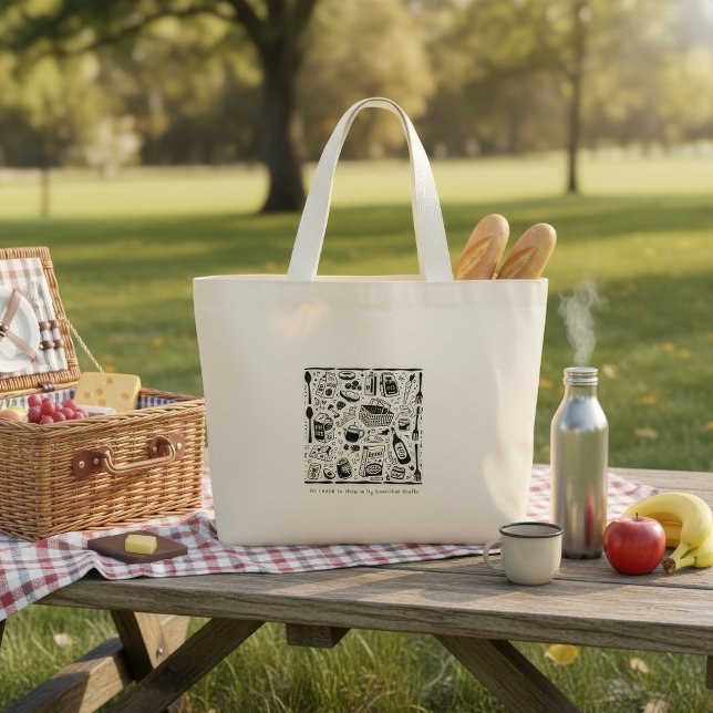  Trendy graphic print black and white tote bag Jumbo Stoffbeutel (Von Creator hochgeladen)