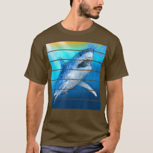 Trendy Graphic Shark Foto Panels T-Shirt