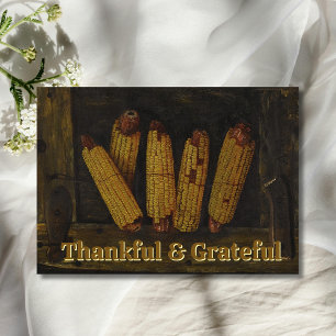 Trendy Grateful und Thankful Hanging Ohren Mais Feiertagskarte