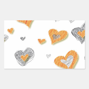 Trendy grau-orangefarbene Herzklammerung Geschenke Rechteckiger Aufkleber