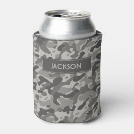 Trendy grau Tarnmuster mit Namen Dosenkühler