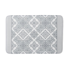 Trendy Gray and White Spanish Tiles Pattern Badematte